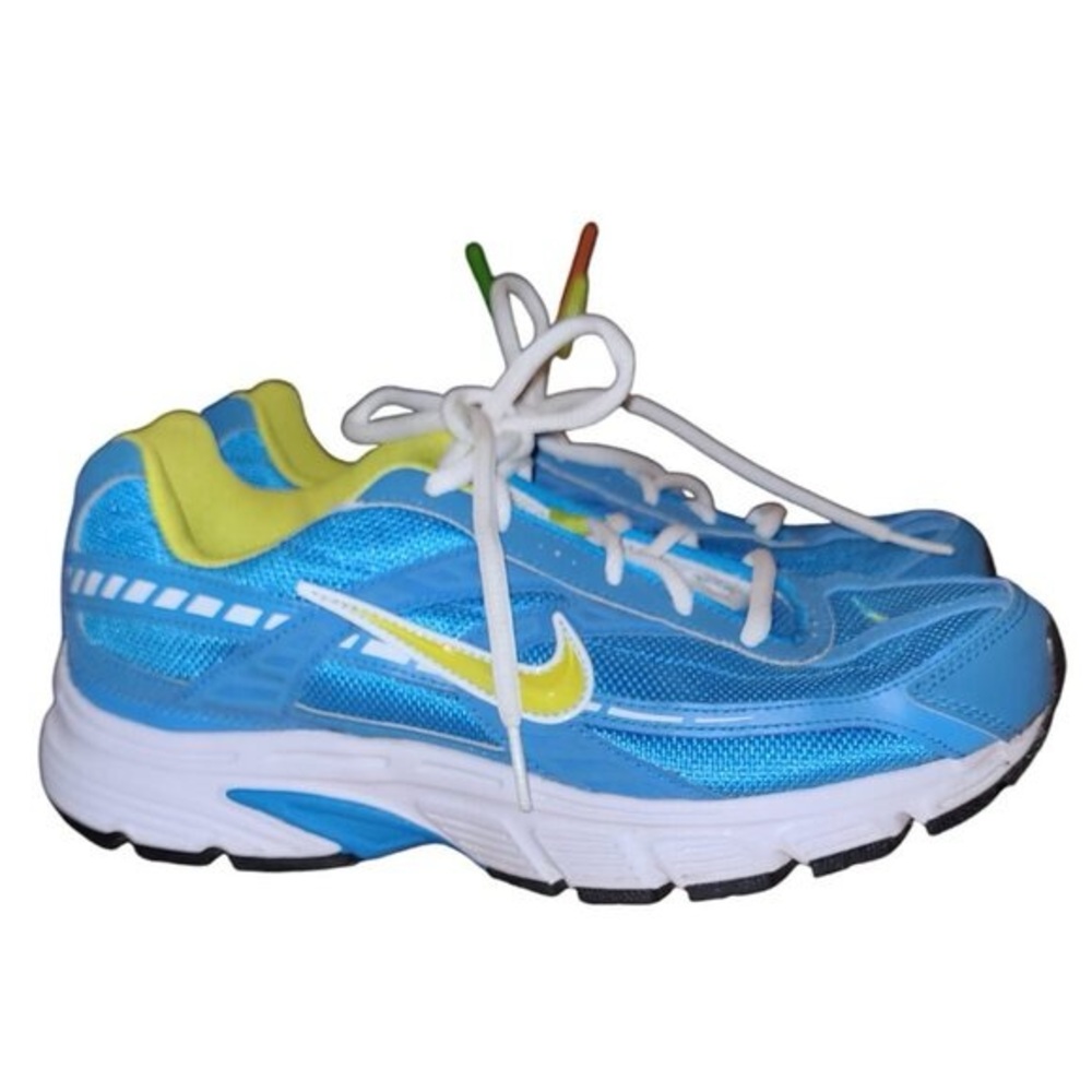 Nike Initiator Women s White Blue Neon Running Training Lace up Sneakers US 9